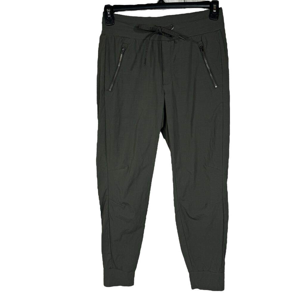 Athleta SZ 4 Trekkie North Jogger Pants Ripstop Stretch Pull-On Zip Pocket Green